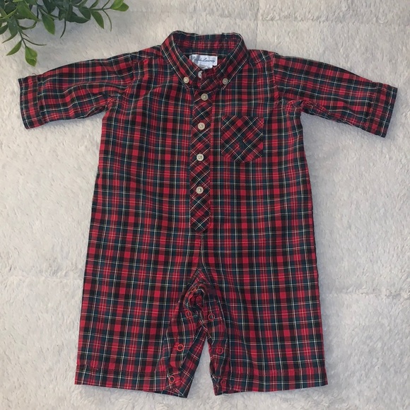 Ralph Lauren Other - Ralph Lauren 3M Baby Boy Red & Green Romper EUC